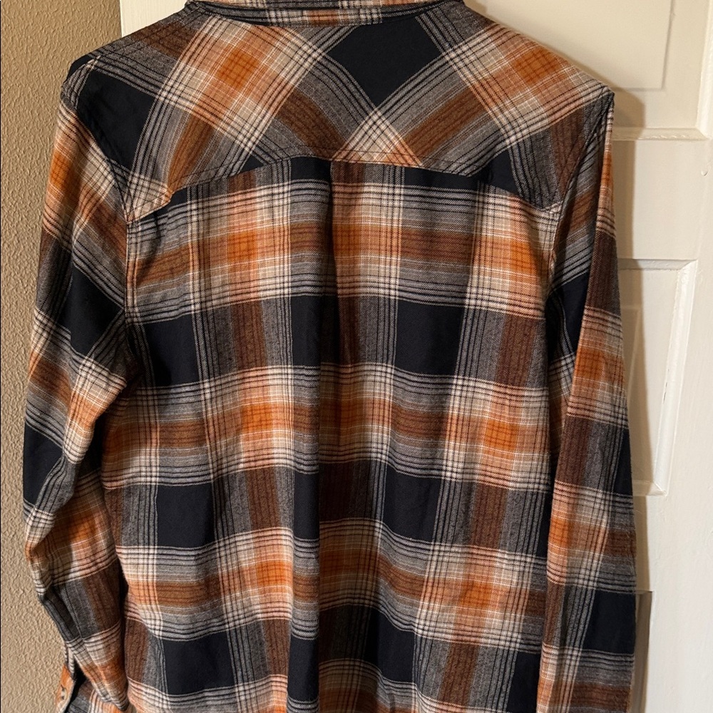 Maurices Checkered Button Down Shirt - Black, Brown, White - Picture 6 of 8